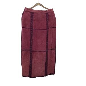 SMH Suede Leather Skirt with Lace Design 12